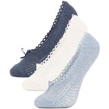 Defacto women's Appliqued 3-Piece Cotton Ballerina Socks | ePonuda.com