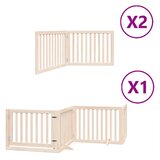  Vrata za pse s vratašcima 8 panela sklopiva 640 cm drvo topole Smeđa 80 x 60 x 2 cm | shoptok.hr