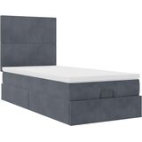 vidaXL Otomanski posteljni okvir z vzmetnicami siv 90x190cm žamet | Shoptok.si