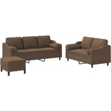  3-dijelni set sofa s jastucima smeđi od tkanine | shoptok.hr