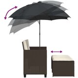 vidaXL Vrtni dvosjed sa suncobranom i tabureima smeđi od poliratana | shoptok.hr