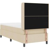  Postelja s podnožjem z vzmetnico in LED svetlobami Krem 90x200 cm Tkanina, (22050491) | Shoptok.si