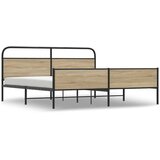 Metalni Kovinski posteljni okvir brez vzmetnice dimljen hrast 150x200cm, (21611015) | Shoptok.si