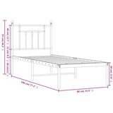  Metalni okvir krevet bez madraca s uzglavljem bijeli 75x190 cm | shoptok.hr