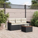 Maison Chic Seti vrtnega pohištva - Vrtna garnitura - Vrtni pohištvo set 4-delna z blazinami črna poli ratan, (21819422) | Shoptok.si