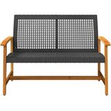  Vrtna klupa crna 112 cm od poliratana i bagremovog drva | shoptok.hr