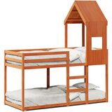 Krevet na kat s krovom voštano smeđi 90x190 cm masivna borovina | shoptok.hr