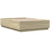  Okvir za krevet s LED svjetlima boja hrasta 135 x 190 cm drveni | Eponuda.com
