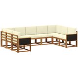 vidaXL Zunanja garnitura za sedenje z blazino 9 pcs Naravna in smetana, (5000279832) | Shoptok.si