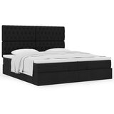 vidaXL Otomanski posteljni okvir z vzmetnicami črn 200x200 cm blago | Shoptok.si
