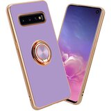 Cadorabo ohišje, združljiv s Samsungom v sijajnem svetlobnem vijoličnem - zlatu z obročem - zaščitni pokrov iz fleksibilnega silikona TPU, z zaščito pred kamero in držalo magnetnega avtomobi, (20593957) | Shoptok.si