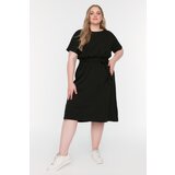 Trendyol Curve Black Belted Knitted Crew Neck Dress cene