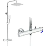 Termostatski tuš pipni set, kromirana obdelava, dvojni ročaj, (5000161445)