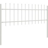  Vrtna ograja z vrhnjim delom v obliki kopja, bela, 13,6x0,6 m, jeklo | Shoptok.si