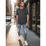 DStreet T-shirt męski z haftem ciemnoszary | Shoptok.si