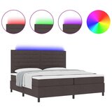  Krevet s oprugom s madracem &amp LED Tamno smeđi 200x200 cm Tkanina | shoptok.hr