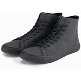 Ombre Men's high-top sneakers with matte texture and embossed logo - black | Shoptok.si