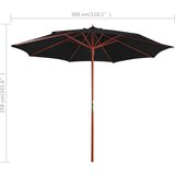  Suncobran s drvenim stupom 300 x 258 cm crni | shoptok.hr