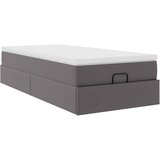 vidaXL Otomanski posteljni okvir z vzmetnico siv 80x200 cm um. usnje, (21607550) | Shoptok.si