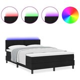 vidaXL Postelja z vzmetnico & LED Črna 140x200 cm Tkanina | Shoptok.si