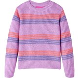 vidaXL Otroški pulover črtast pleten lila in roza 140 | Shoptok.si