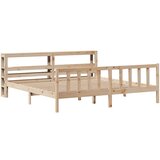 vidaXL Posteljni okvir z vzglavjem 200x200 cm trdna borovina, (21292238) | Shoptok.si