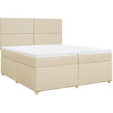  Krevet s oprugama i madracem krem 200 x 200 cm od tkanine | shoptok.hr