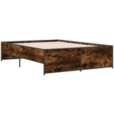 vidaXL Posteljni okvir dimljeni hrast 120x190 cm inž. les in kovina, (21128335) | Shoptok.si