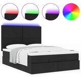  Otomanski krevet s madracem i LED crni 140x200 cm od tkanine | shoptok.hr