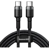 Cafule Flash pleten USB-C v USB-C kabel 100W sivo-črne barve dolžine 2m