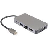 E-green Adapter USB 3.1 tip C (M) - HDMI + VGA + 2xUSB 3.0 + RJ45 + tip C (F) beli