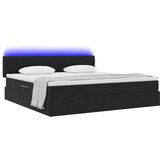  LED krevet za pohranu s madracem Crna 200 x 200 cm Baršun | Eponuda.com