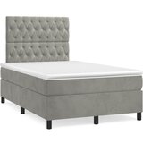 vidaXL Box spring postelja z vzmetnico svetlo siva 120x190 cm žamet Cene