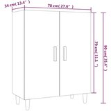  Komoda boja smeđeg hrasta 70x34x90 cm od konstruiranog drva | shoptok.hr