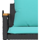  Klupa za ljuljanje s jastucima crna 63x62x40 cm od poliratana | shoptok.hr
