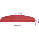 Prostirke za stepenice 20 kom 65x24x4 cm crvene poluokrugle velike | shoptok.hr