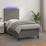 vidaXL Box spring postelja z vzmetnico LED siva 100x200cm umetno usnje Cene