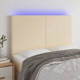 vidaXL LED posteljno vzglavje krem 144x5x118/128 cm blago Cene