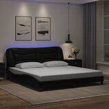 Maison Chic Posteljni okvir - Dvoposteljna postelja - Zakonska postelja z LED lučkami črn 180x200 cm umetno usnje, (21695945) | Shoptok.si