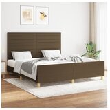  Posteljni okvir z vzglavjem temno rjav 140x200 cm blago | Shoptok.si