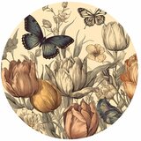  Okrugla fototapeta - Colourful tulips on a cream background 230x230 | shoptok.hr