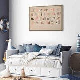  Slika - Alphabet at the Zoo - Joyful Animals and Their Names on a Beige Background 60x40 U prirodnom drvenom okviru | shoptok.hr