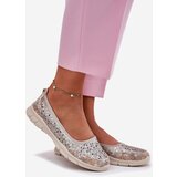 EVENTO Leather Perforated Lightweight Ballerinas Gold Leaneila | Shoptok.si