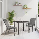 vidaXL 3-delni vrtni jedilni set siva tekstilna in jeklena | Shoptok.si