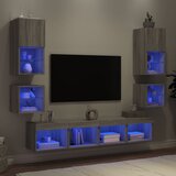  8-dijelni zidni TV elementi s LED svjetlima boja sivog hrasta | shoptok.hr