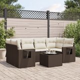  7-dijelni set vrtnih sofa od poliratana s jastucima smeđi | shoptok.hr