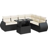 Maison Chic Seti vrtnega pohištva - Vrtna garnitura - Vrtni pohištvo set 7-delna z blazinami črn poli ratan, (21801216) | Shoptok.si