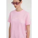 Msgm Bombažna kratka majica ženski, roza barva