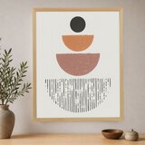 Wallxpert uramljena slika na platnu Cc-D-Ah-1048, crni krug i narandžasti i roze polukrugovi sa linijama, 45 x 60 cm | Eponuda.com