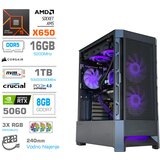 MEGA Računalnik MT S8 R5-9600X/RTX5060/16GB-DDR5/1TB/750W/Brez OS/črna RGB + Estetski napajalni kabli [Vijolična / Črna], (5000264689) | Shoptok.si